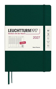 Týdenní plánovač Forest Green, Medium A5 2027, anglicky