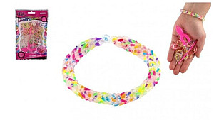 Udělej si svůj náramek - gumičky duhové 200 ks + náčiní