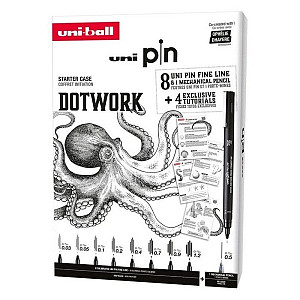 UNI PIN sada Dotwork dárkový box, 8 linerů + SHALAKU mikrotužka