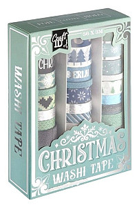 Vánoční washi pásky 36 ks modré