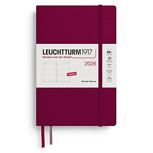 Weekly Planner 2026 Paperback (B6+) Port Red