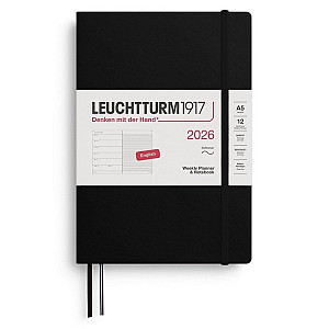Weekly Planner & Notebook 2026 Medium (A5) Black