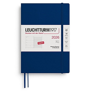 Weekly Planner & Notebook 2026 Medium (A5) Navy