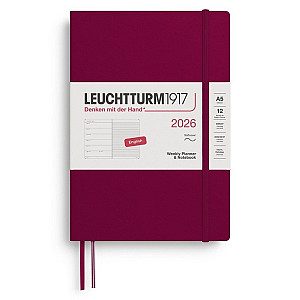 Weekly Planner & Notebook 2026 Medium (A5) Port Red