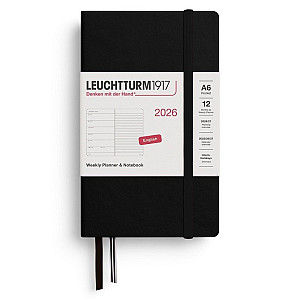 Weekly Planner & Notebook 2026 Pocket (A6) Black