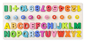 Woody Didaktická destička s počítáním, písmeny a číslicemi
