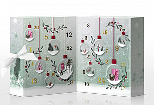 YANKEE CANDLE Dárková sada Adventní kalendář kniha (12 × votivní svíčka ve skle + 12 × čajová svíčka + 1 x skleněný svícen)