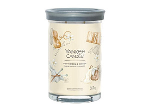 YANKEE CANDLE Soft Wool & Amber svíčka 567g / 5 knotů (Signature tumbler velký )