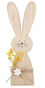 Zajíc dřevěný s kytkou na postavení 8 x 30 cm