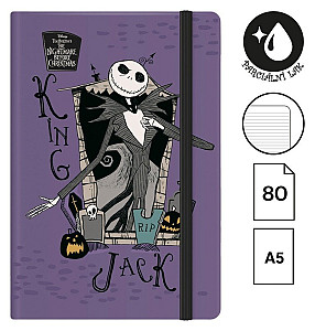 Zápisník s gumičkou Tim Burton 2, A5, 80 g, 80 listů, linkovaný, fialový