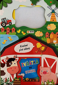 Zvířátka na statku - knížka a magnetická kreslící tabulka