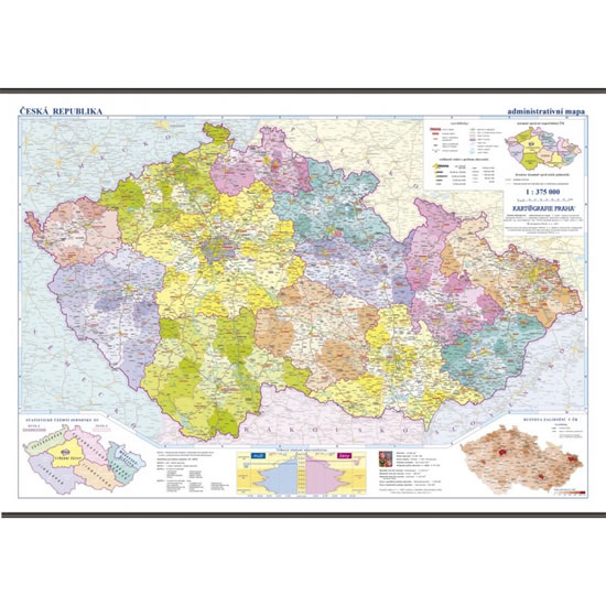 Česká republika - školní nástěnná administrativní mapa  1:375 tis./136x96 cm