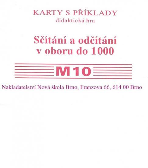 Sada kartiček M10 - sčítání a odčítání v oboru do 1000