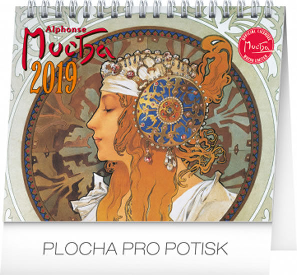 Kalendář stolní 2019  - Alfons Mucha, 16,5 x 13 cm