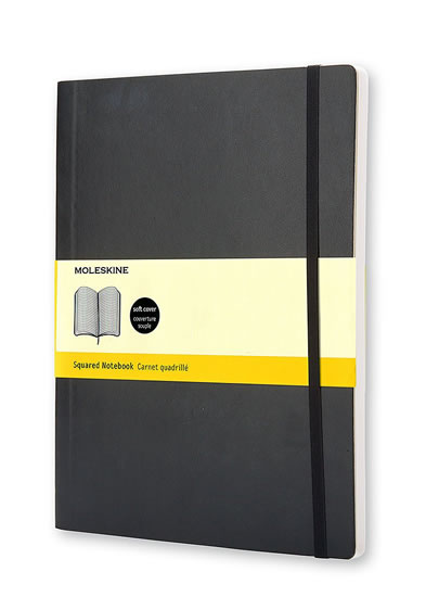 Moleskine Zápisník černý XL, čtverečkovaný, měkký