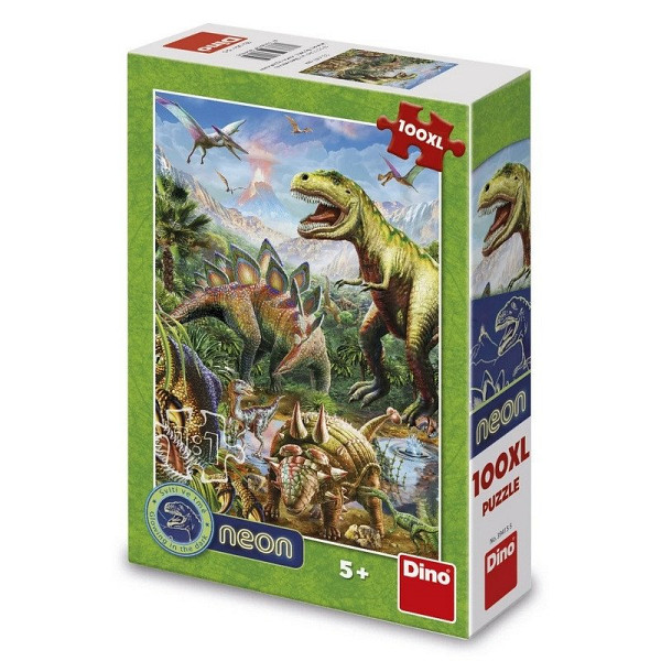 Svět dinosaurů: svítící neonové puzzle 100XL dílků