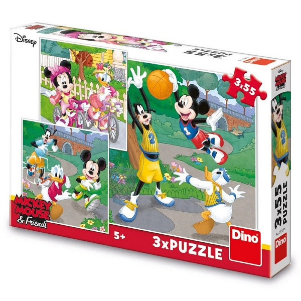 Mickey a Minnie sportovci: puzzle 3x55 dílků