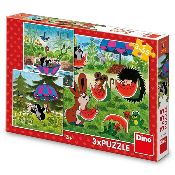 Krtek a paraplíčko: puzzle 3x55 dílků