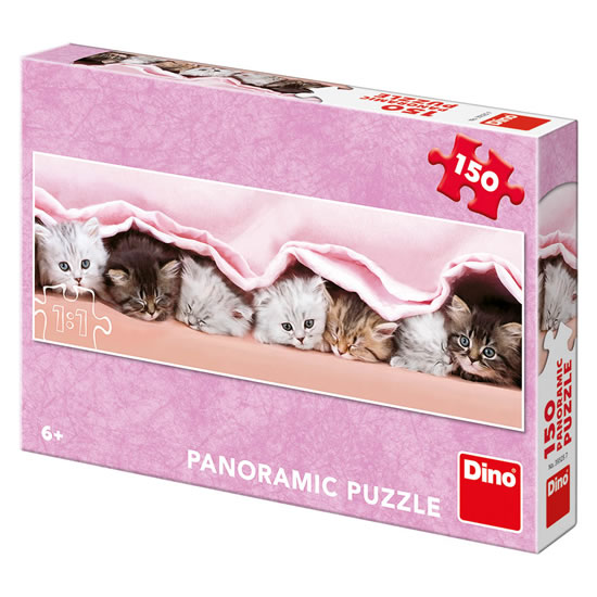 Koťátka pod dekou: panoramic puzzle 150 dílků