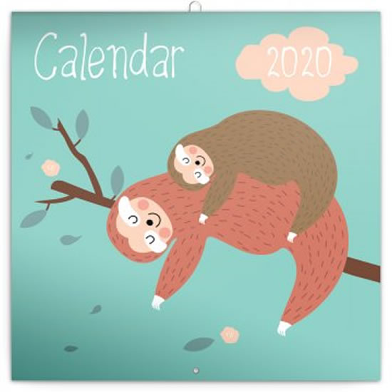 Kalendář poznámkový 2020 - Šťastní lenochodi, 30 × 30 cm