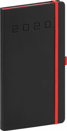 Diář 2020 - Nox - kapesní, černý-červený 15 × 21 cm