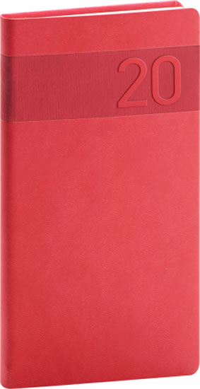Diář 2020 - Aprint - kapesní, červený, 9 × 15,5 cm