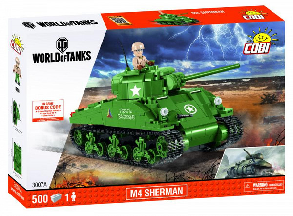 Stavebnice COBI 3007A WORLD of TANKS Tank M4 Sherman/500 kostek+1 figurka