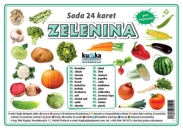 Sada 24 karet Zelenina