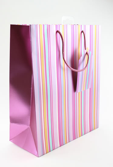 Taška large Proužky růžová - Dárkové tašky
