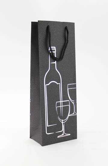 Taška lahev Černá deluxe 2 - stříb.dekor - Dárkové tašky