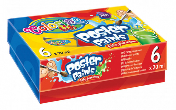 Temperové barvy kelímek 6 barev, 20 ml,