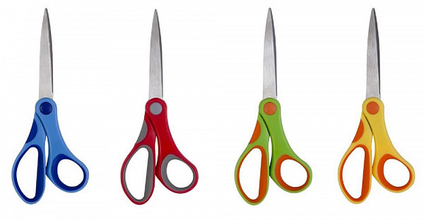 Nůžky školní 18 cm asymetrické, mix barev