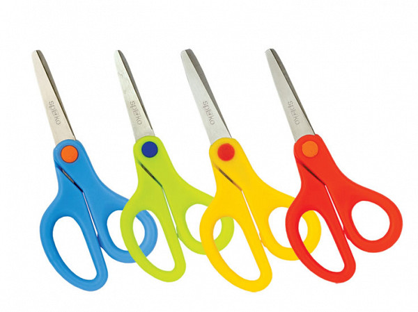Nůžky školní 13 cm asymetrické, mix barev