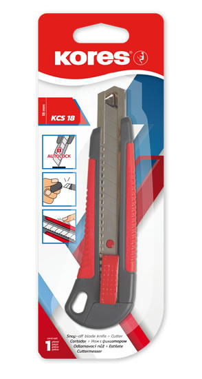 Kores Odlamovací nůž KCS 18 mm, šedo - červený