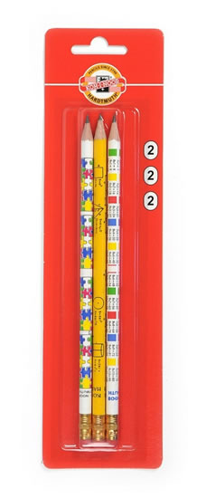 Koh-i-noor tužka grafitová a gumou 2/HB 3 ks motiv násobilka