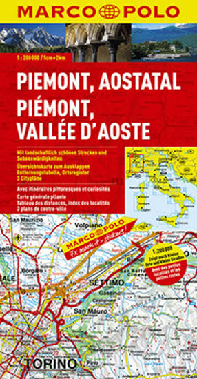 Piemont, Aostatal, Piémont, Vallée D´Aoste 1:200 000 / automapa