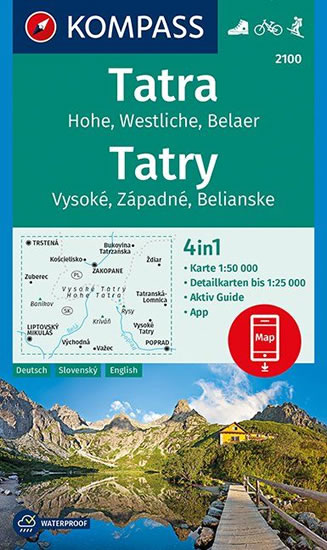 Tatra - Hohe, Westliche, Belaer (Tatry - Vysoké, Západné, Belianske) 1:50 000 / turistická mapa KOMPASS 2100