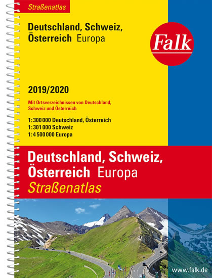 Německo, Rakousko, Švýcarsko atlas Falk spirála  19/20