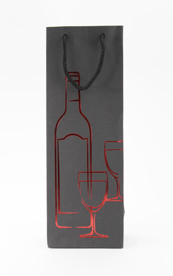 Taška lahev Černá deluxe 2 - červ.dekor  - Dárkové tašky