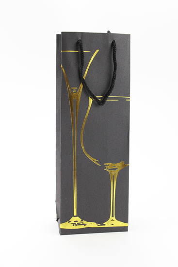 Taška lahev Černá deluxe 3 - zlat.dekor - Dárkové tašky