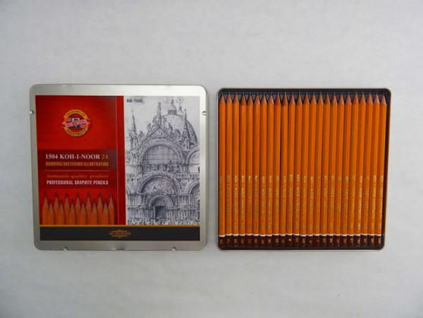 Koh-i-noor tužka grafitová grafická 8B–2H souprava 24 ks v plechové krabičce