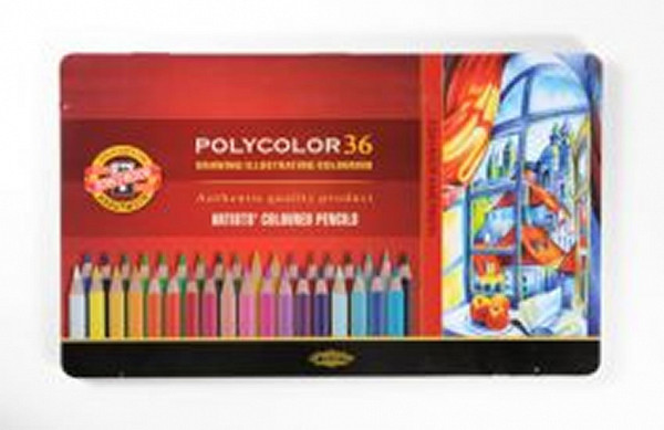 Koh-i-noor pastelky umělecké POLYCOLOR kreslířská sada 36 ks v plechové krabičce