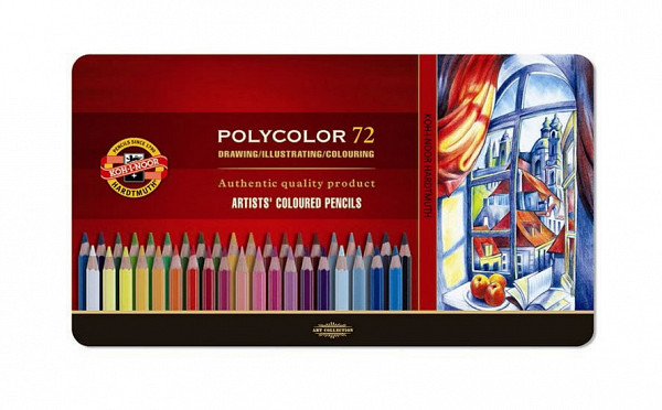 Koh-i-noor pastelky umělecké POLYCOLOR kreslířská sada 72  ks v plechové krabičce