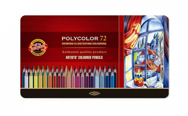 Koh-i-noor pastelky umělecké POLYCOLOR kreslířská sada 72  ks v plechové krabičce