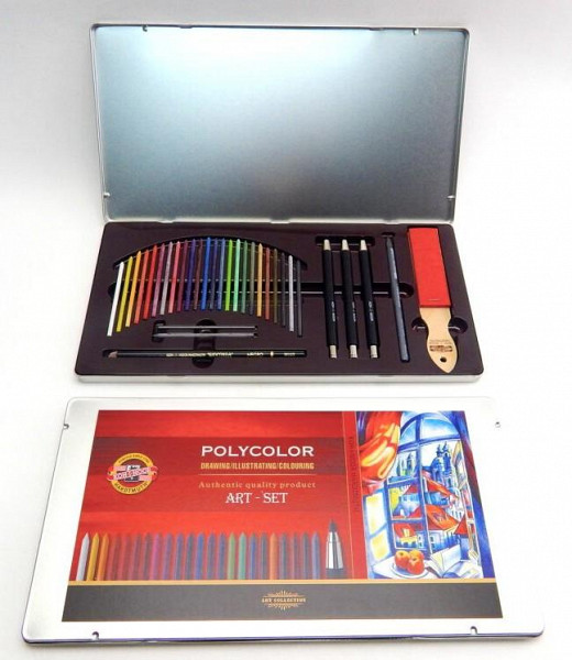 Koh-i-noor pastelky umělecké POLYCOLOR kreslířská sada 32 ks v plechové krabičce