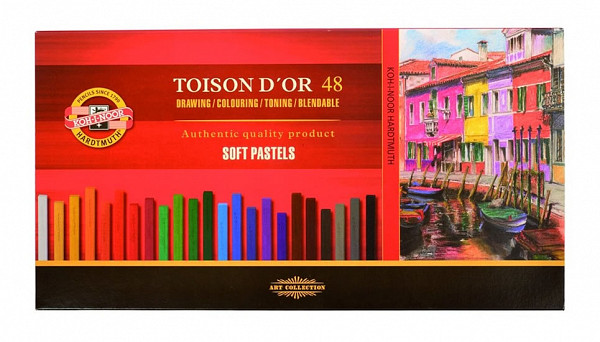 Koh-i-noor křídy (pastely) prašné umělcké 7x7mm Toison D´or souprava 48 ks