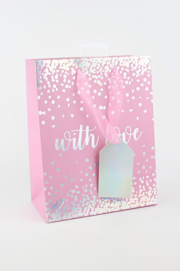 Taška medium Puntíky růžová - Dárkové tašky