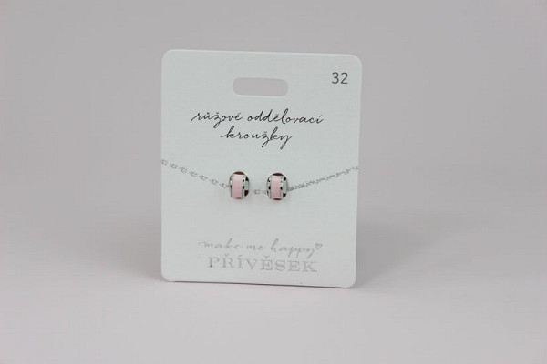 Přívěsek MAKE ME HAPPY Růžové oddělovací kroužky