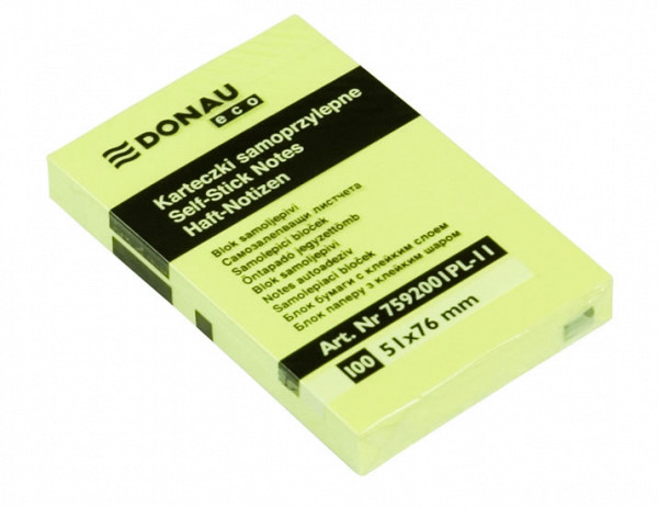 Samolepicí bloček Eco 51 × 76 mm - žlut