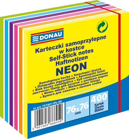 Samolepicí bločky 76 x 76 mm - neonové pastelové barvy 400 listů